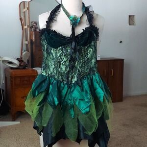 Green Absinthe Fairy Women's Halloween costume S with headband and 2 wristlets